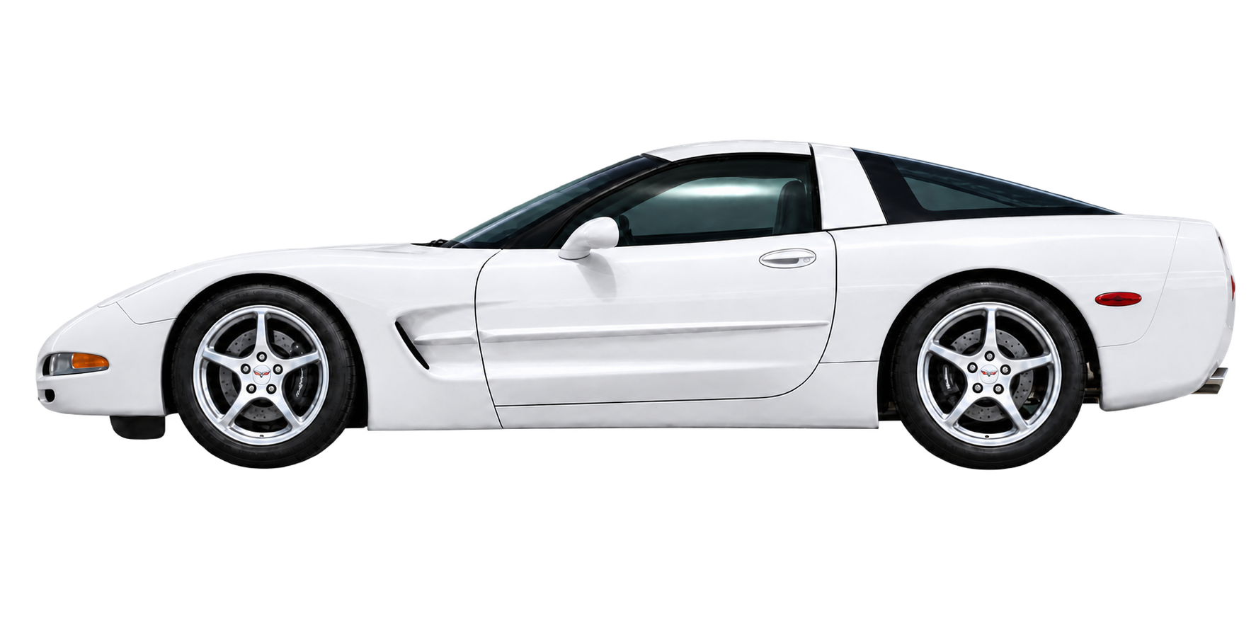 Chevrolet Corvette C5 blanco de perfil